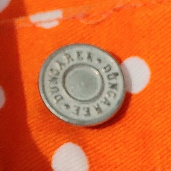 Vintage Polka Dot Dungaree Shorts Women's Size 26 Orange Polka Dot SUMME… - Picture 2 of 5